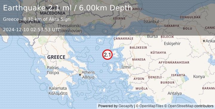 Earthquake AEGEAN SEA (2.1 ml) (2024-12-10 02:53:53 UTC)