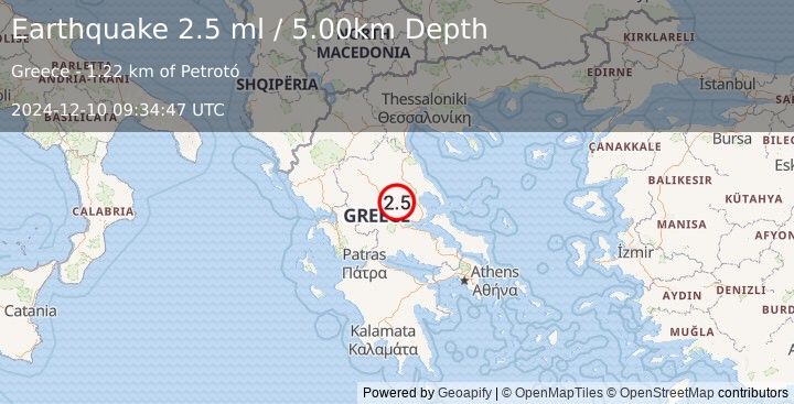 Earthquake GREECE (2.5 ml) (2024-12-10 09:34:47 UTC)