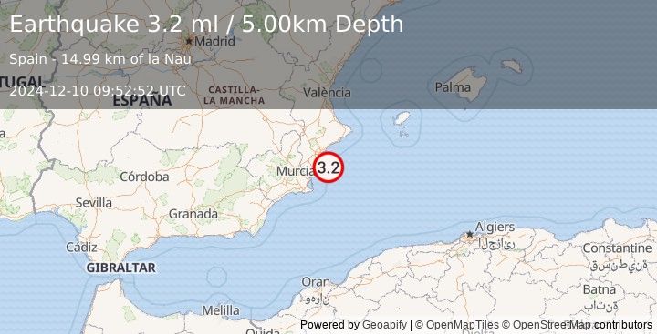 Earthquake SPAIN (3.2 ml) (2024-12-10 09:52:52 UTC)