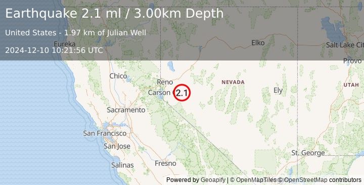 Earthquake NEVADA (2.1 ml) (2024-12-10 10:21:56 UTC)