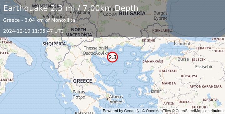 Earthquake AEGEAN SEA (2.3 ml) (2024-12-10 11:05:47 UTC)