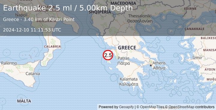 Earthquake GREECE (2.5 ml) (2024-12-10 11:11:52 UTC)