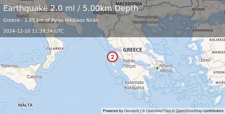 Earthquake GREECE (2.0 ml) (2024-12-10 11:39:24 UTC)