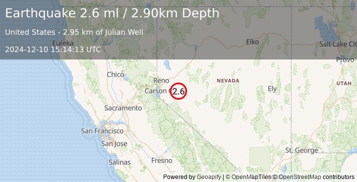 Earthquake NEVADA (2.6 ml) (2024-12-10 15:14:13 UTC)