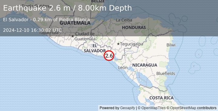 Earthquake EL SALVADOR (2.6 m) (2024-12-10 16:30:02 UTC)