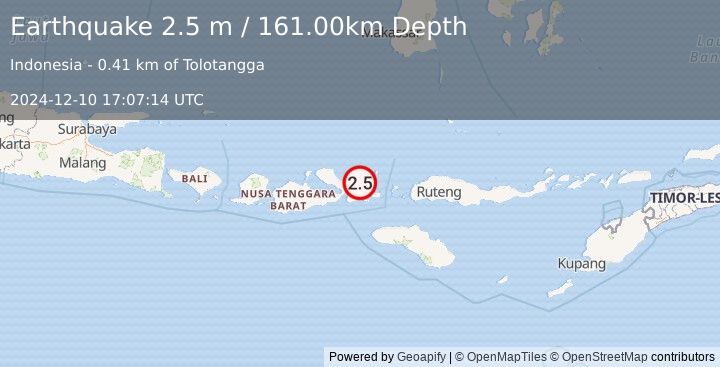 Earthquake SUMBAWA REGION, INDONESIA (2.5 m) (2024-12-10 17:07:14 UTC)