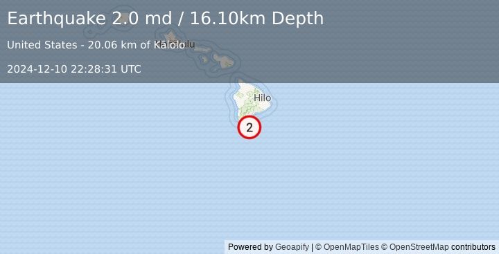 Earthquake HAWAII REGION, HAWAII (2.0 md) (2024-12-10 22:28:31 UTC)