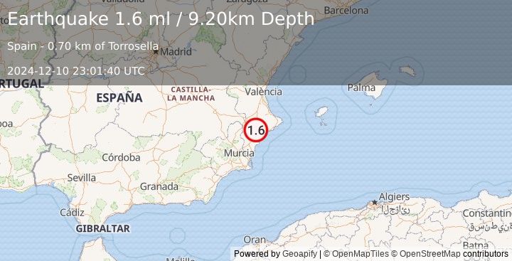 Earthquake SPAIN (1.6 ml) (2024-12-10 23:01:40 UTC)