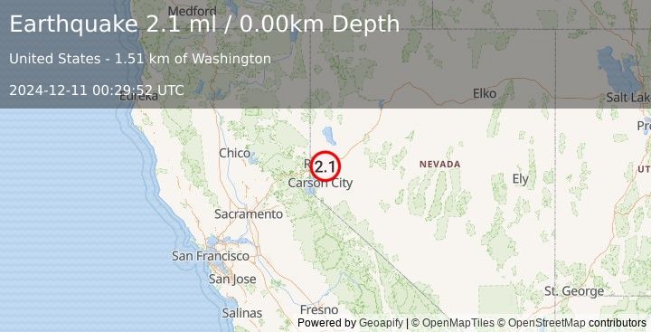 Earthquake NEVADA (2.1 ml) (2024-12-11 00:29:52 UTC)