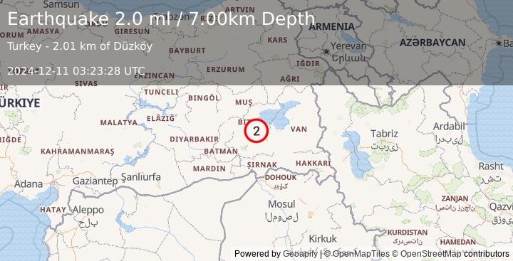 Earthquake EASTERN TURKEY (2.0 ml) (2024-12-11 03:23:28 UTC)