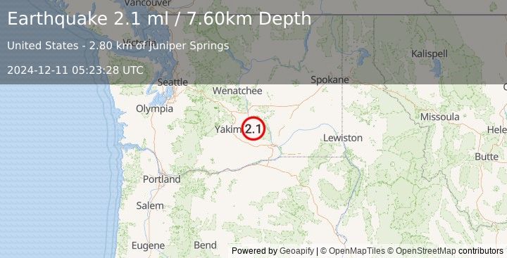 Earthquake WASHINGTON (2.1 ml) (2024-12-11 05:23:28 UTC)