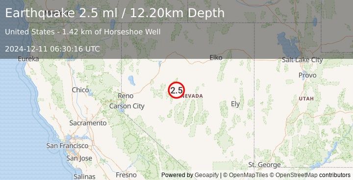 Earthquake NEVADA (2.5 ml) (2024-12-11 06:30:16 UTC)