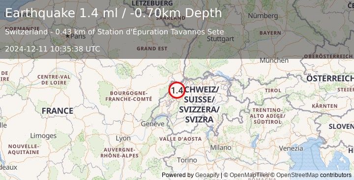 Earthquake SWITZERLAND (1.4 ml) (2024-12-11 10:35:38 UTC)