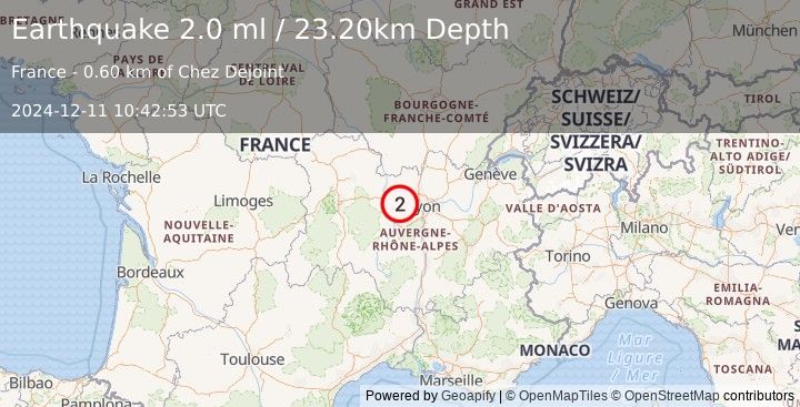 Earthquake FRANCE (2.0 ml) (2024-12-11 10:42:53 UTC)