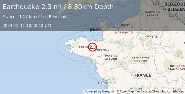 Earthquake FRANCE (2.3 ml) (2024-12-11 10:50:12 UTC)