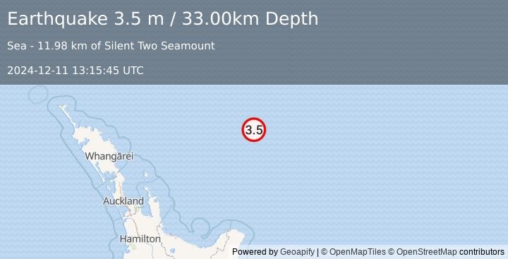 Earthquake OFF E. COAST OF N. ISLAND, N.Z. (3.5 m) (2024-12-11 13:15:45 UTC)