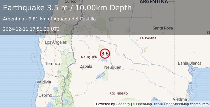 Earthquake NEUQUEN, ARGENTINA (3.5 m) (2024-12-11 17:51:30 UTC)