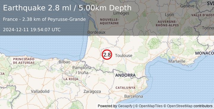 Earthquake FRANCE (2.8 ml) (2024-12-11 19:54:07 UTC)