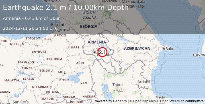 Earthquake ARMENIA (2.1 m) (2024-12-11 20:24:50 UTC)