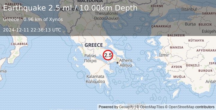 Earthquake GREECE (2.5 ml) (2024-12-11 22:36:13 UTC)