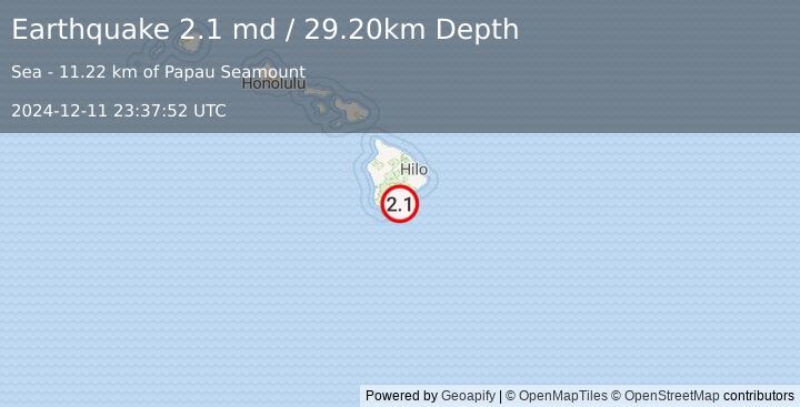 Earthquake ISLAND OF HAWAII, HAWAII (2.1 md) (2024-12-11 23:37:52 UTC)