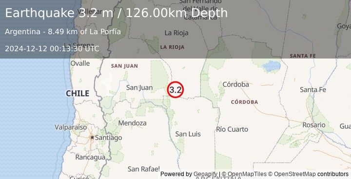 Earthquake LA RIOJA, ARGENTINA (3.2 m) (2024-12-12 00:13:30 UTC)