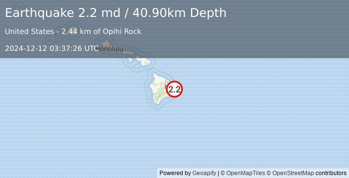 Earthquake HAWAII REGION, HAWAII (2.2 md) (2024-12-12 03:37:26 UTC)