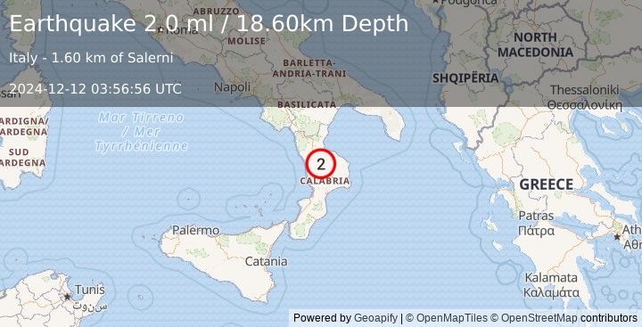 Earthquake SOUTHERN ITALY (2.0 ml) (2024-12-12 03:56:56 UTC)