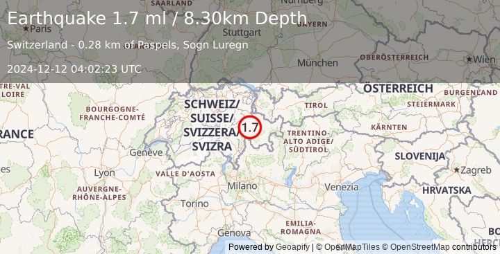 Earthquake SWITZERLAND (1.7 ml) (2024-12-12 04:02:23 UTC)