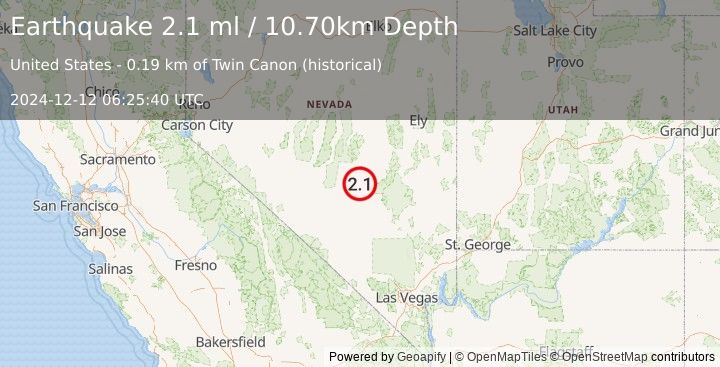 Earthquake NEVADA (2.1 ml) (2024-12-12 06:25:40 UTC)