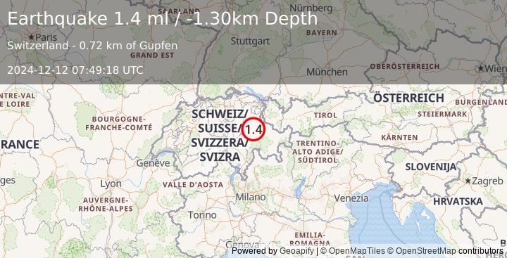 Earthquake SWITZERLAND (1.4 ml) (2024-12-12 07:49:18 UTC)