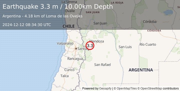 Earthquake MENDOZA, ARGENTINA (3.1 m) (2024-12-12 08:34:01 UTC)