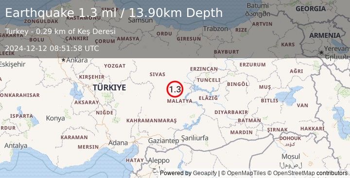 Earthquake CENTRAL TURKEY (1.3 ml) (2024-12-12 08:51:58 UTC)