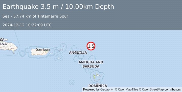 Earthquake ANTIGUA AND BARBUDA REGION (3.5 m) (2024-12-12 10:22:09 UTC)