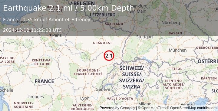 Earthquake FRANCE (2.1 ml) (2024-12-12 11:22:08 UTC)