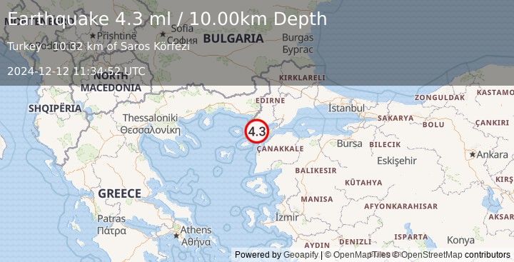 Earthquake WESTERN TURKEY (4.5 m) (2024-12-12 11:34:52 UTC)