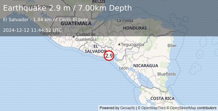 Earthquake EL SALVADOR (2.9 m) (2024-12-12 11:44:52 UTC)