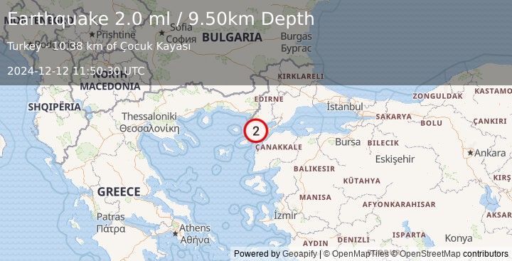 Earthquake WESTERN TURKEY (2.0 ml) (2024-12-12 11:50:30 UTC)