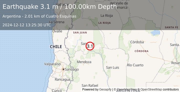 Earthquake SAN JUAN, ARGENTINA (3.1 m) (2024-12-12 13:25:30 UTC)