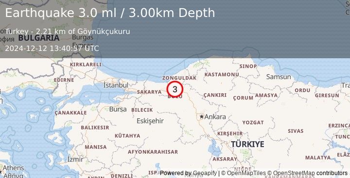 Earthquake WESTERN TURKEY (3.0 ml) (2024-12-12 13:40:57 UTC)