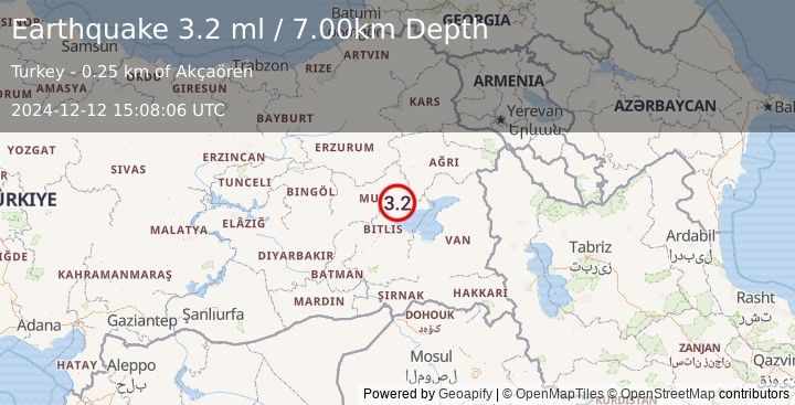 Earthquake EASTERN TURKEY (3.2 ml) (2024-12-12 15:08:06 UTC)