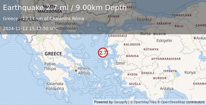 Earthquake AEGEAN SEA (2.7 ml) (2024-12-12 15:17:50 UTC)