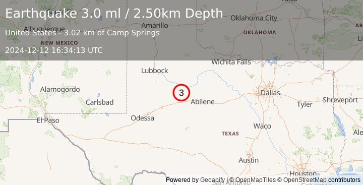 Earthquake WESTERN TEXAS (3.1 ml) (2024-12-12 16:34:12 UTC)