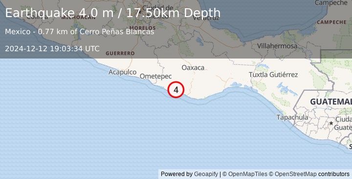 Earthquake OAXACA, MEXICO (4.0 m) (2024-12-12 19:03:34 UTC)