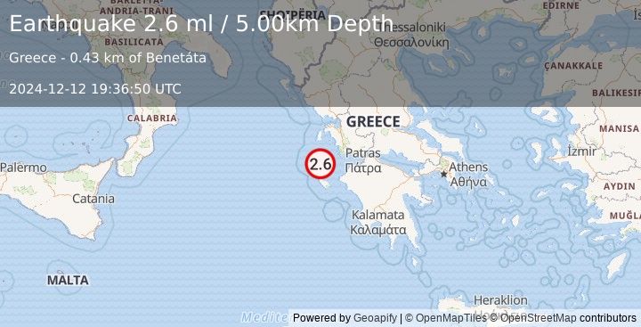 Earthquake GREECE (2.6 ml) (2024-12-12 19:36:50 UTC)