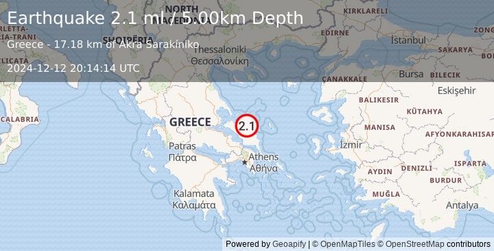 Earthquake GREECE (2.1 ml) (2024-12-12 20:14:14 UTC)