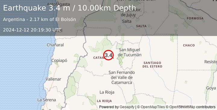 Earthquake CATAMARCA, ARGENTINA (3.4 m) (2024-12-12 20:19:30 UTC)