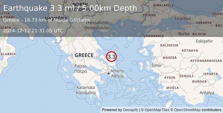 Earthquake GREECE (3.3 ml) (2024-12-12 21:31:05 UTC)