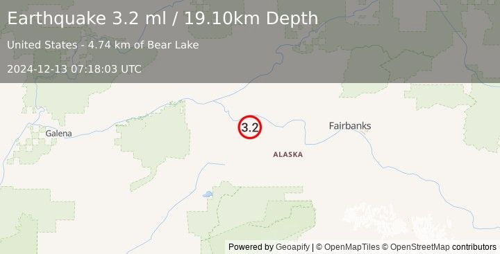 Earthquake CENTRAL ALASKA (3.2 ml) (2024-12-13 07:18:03 UTC)