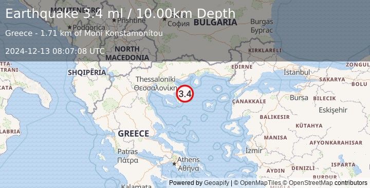 Earthquake AEGEAN SEA (3.4 ml) (2024-12-13 08:07:08 UTC)